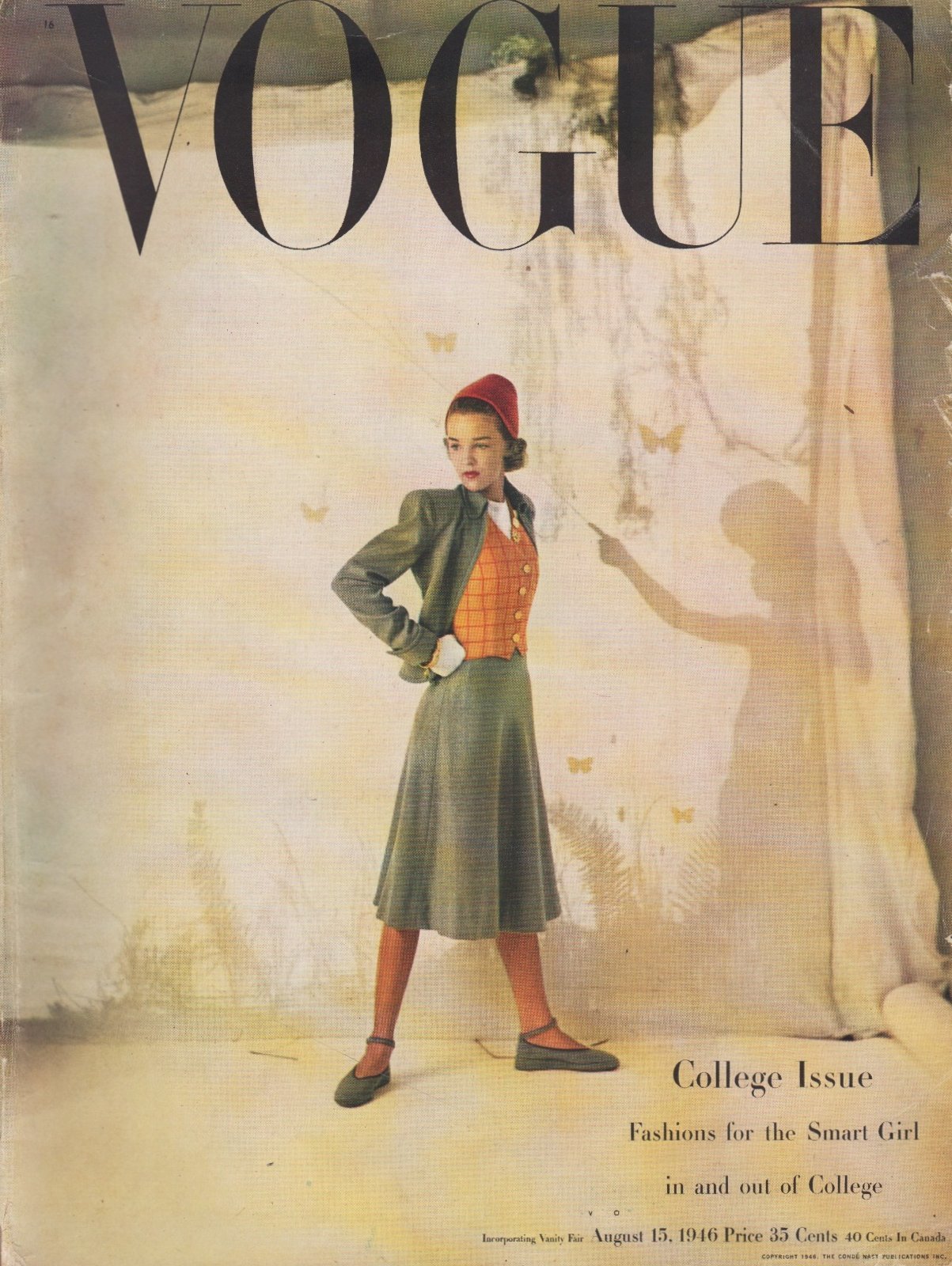 Image for Vogue Magazine, August 15, 1946 Fashions for the Smart Girl in and out of College. COVER ONLY