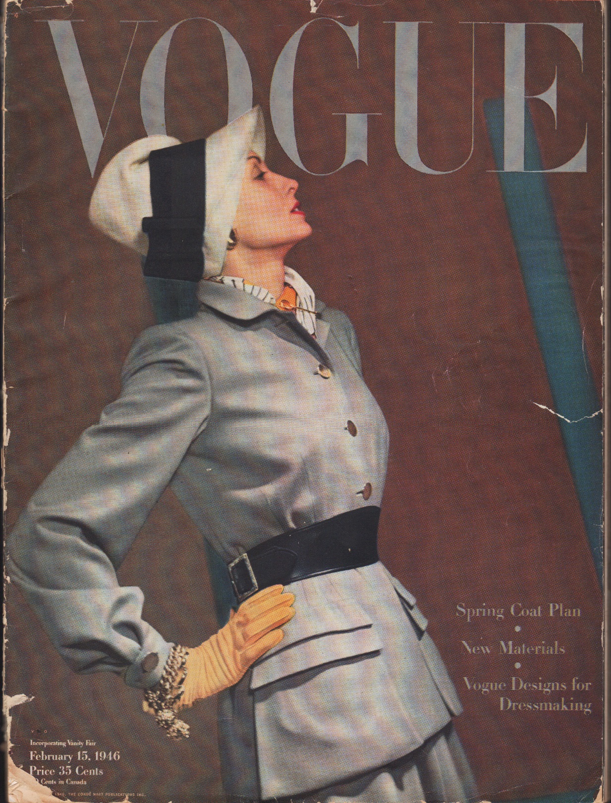 Image for Vogue Magazine, February 15, 1946 Spring Coat Plan, New Materials, Vogue Designs for Dressmaking