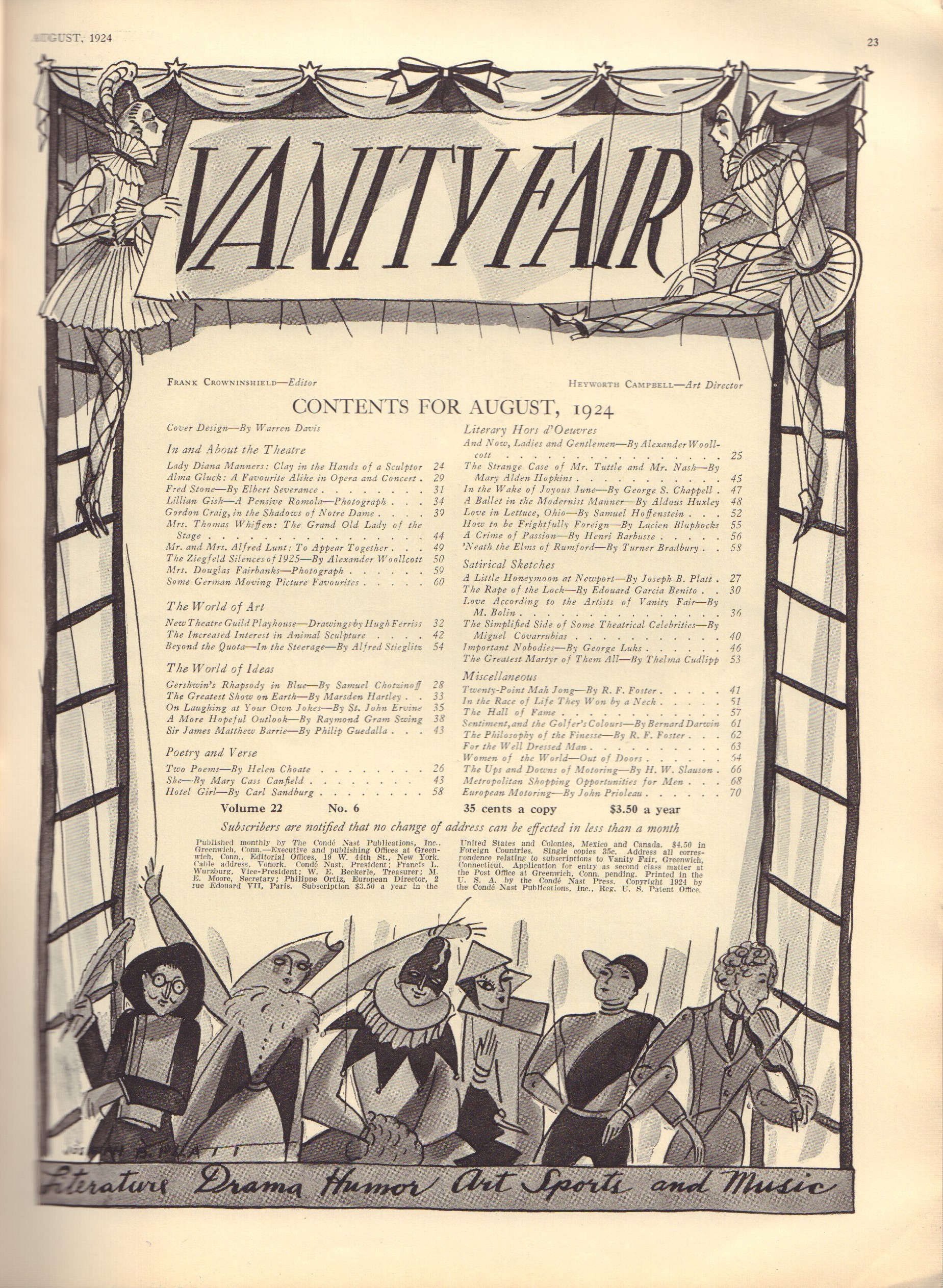 Image for Vanity Fair Magazine, August 1924