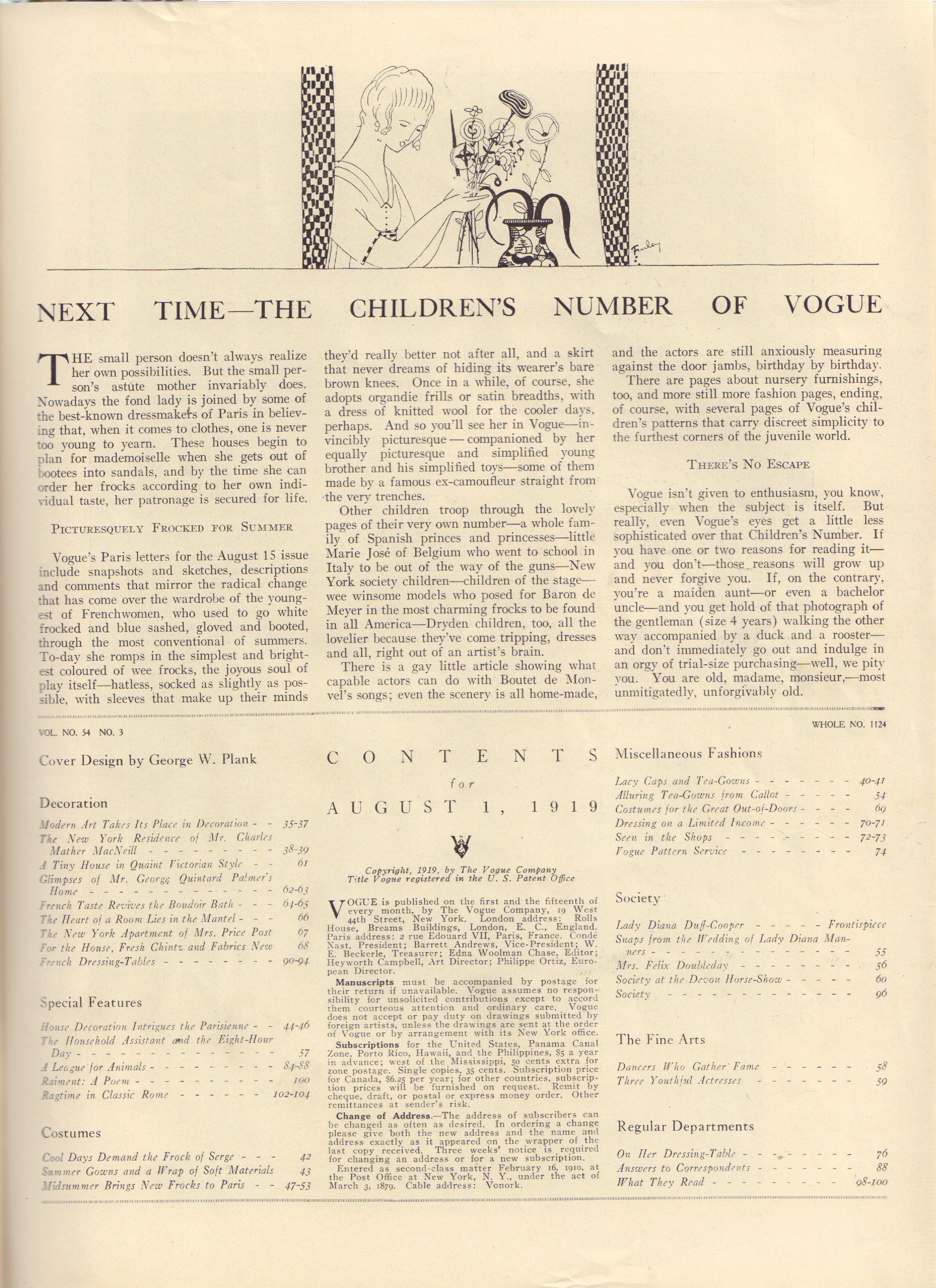 Image for Vogue Magazine, August 1st, 1919