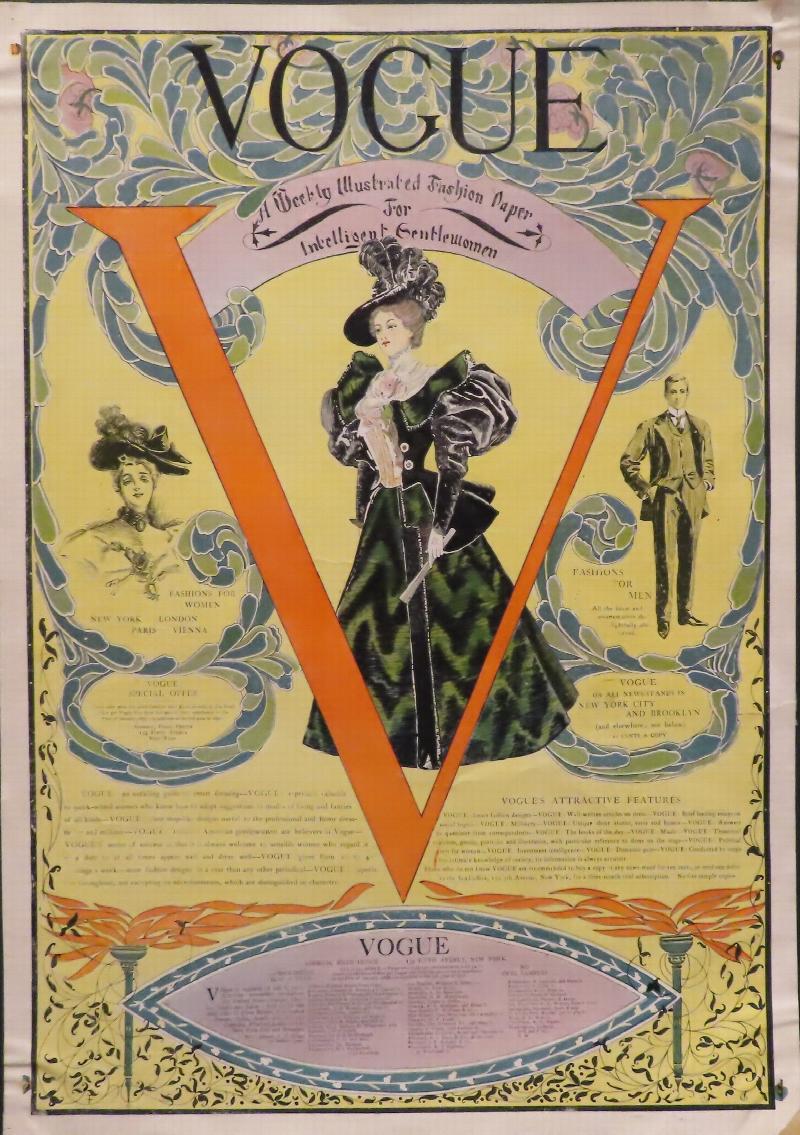 Image for [ Rare 1896 Poster] Vogue a Weekly illustrated Fashion Paper for Intelligent Gentlewomen